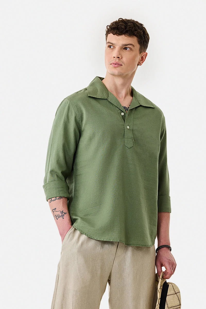SNITCH Linen Blend Popover Shirt