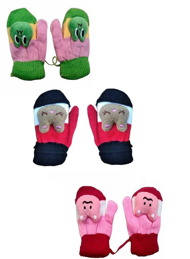 Gilli Shopee Baby Boy & Baby Girl Winter Warm Woolen Hand Gloves/Mittens For Babies 0-12 Months Multi Pack of 3 - Image 1