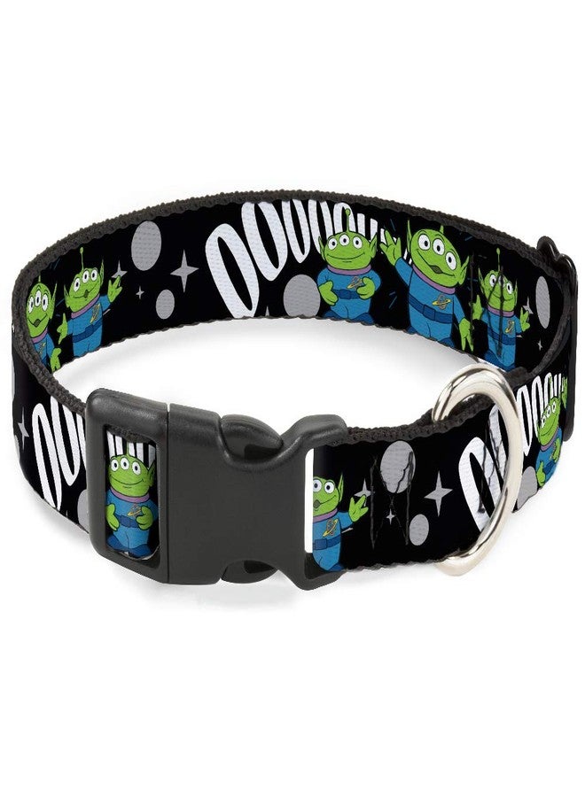 Buckle Down Disney Pet Collar, Dog Collar Plastic Buckle, Toy Story 3 Aliens Ooooohhh Black White Gray, 11 to 16.5 Inches 1.0 Inch Wide - Image 1