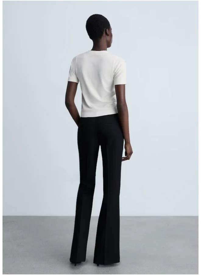 مانجو Short-Sleeved Fine-Knit Sweater