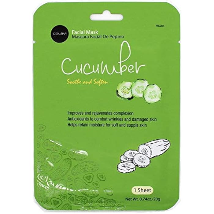 Celavi Cosmetics Celavi Facial Mask Set Korean Essence Sheet Masks (24-pcs, Cucumber) - Image 2