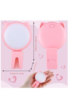 KASTWAVE Selfie Ring Light Selfie Clip on Ring Light Mini Rechargeable 9 Level Adjustable Brightness Ring Light Portable Clip on Selfie Fill Light for Phone Laptop Video Photography Girl Makes up (Pink, Blue)  - Image 2