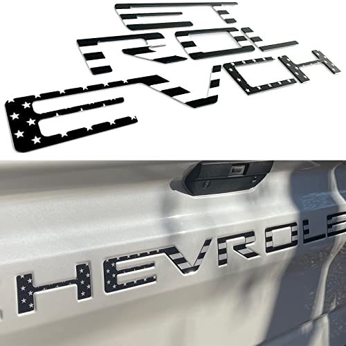 AUTO SAFETY Tailgate Insert Letters Compatible with 2019 2020 2021 2022 2023 3D Emblems with Strong 3m Adhesive Black American Flag xflhgq3 - Image 1