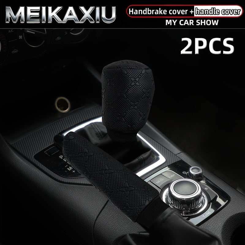Pink Faux Leather Embossed Handbrake Lever Cover Two Piece Car Interior - Image 4