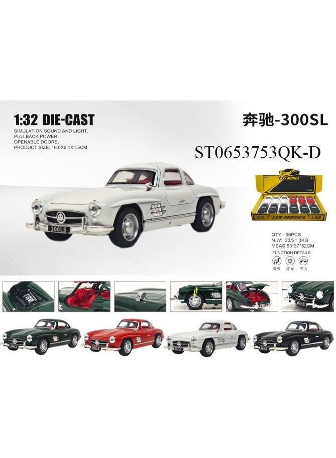 BENZ سيارة مرسيدس بنز 300 SL قابلة للسحب مصنوعة من المعدن مقاس 1:32 متنوعة. W32391 - Image 2