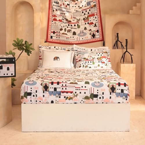 MYTRIDENT Shivan and Narresh Collection, Trident Bedsheet for Double Bed, 100% Cotton Bedsheet, 400 TC, Luxury, Premium bedsheet, King Size Bedsheet with 4 Pillow Covers - Jaiscape - Image 2