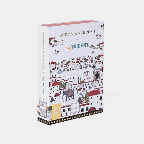 MYTRIDENT Shivan and Narresh Collection, Trident Bedsheet for Double Bed, 100% Cotton Bedsheet, 400 TC, Luxury, Premium bedsheet, King Size Bedsheet with 4 Pillow Covers - Jaiscape - Image 5