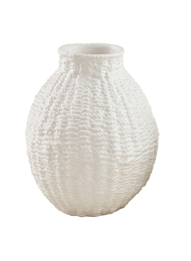 Mud Pie Woven Ceramic Round Vase, Large, 8.25" x 7.5" - Image 1