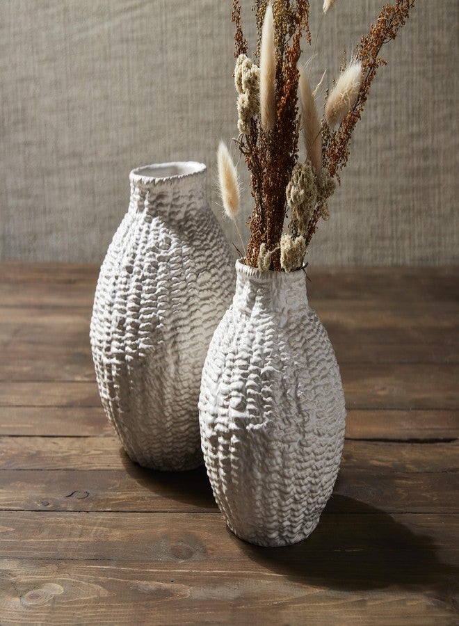 Mud Pie Woven Ceramic Round Vase, Large, 8.25" x 7.5" - Image 2