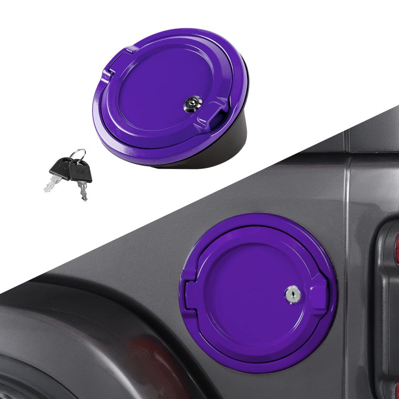 SQQP for JL Locking Fuel Door Gas Tank Cap Cover Fit for 20182025 Jeep Wrangler JL JLU 24 Door Aluminum Fuel Door Exterior AccessoriesPurple