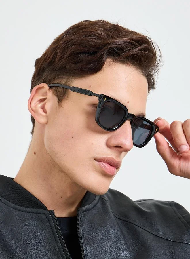 Styli Solid Square Frame Sunglasses