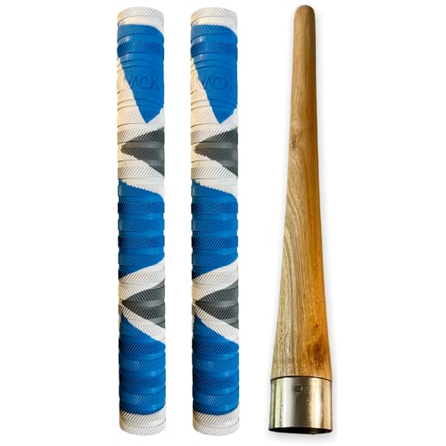 Livox Bracelet Texture Cricket Bat Handle Rubber Grips with Cone for Better Shock Absorption – Pack of 3 (2 Grips with 1 Wooden Cone) - Image 1