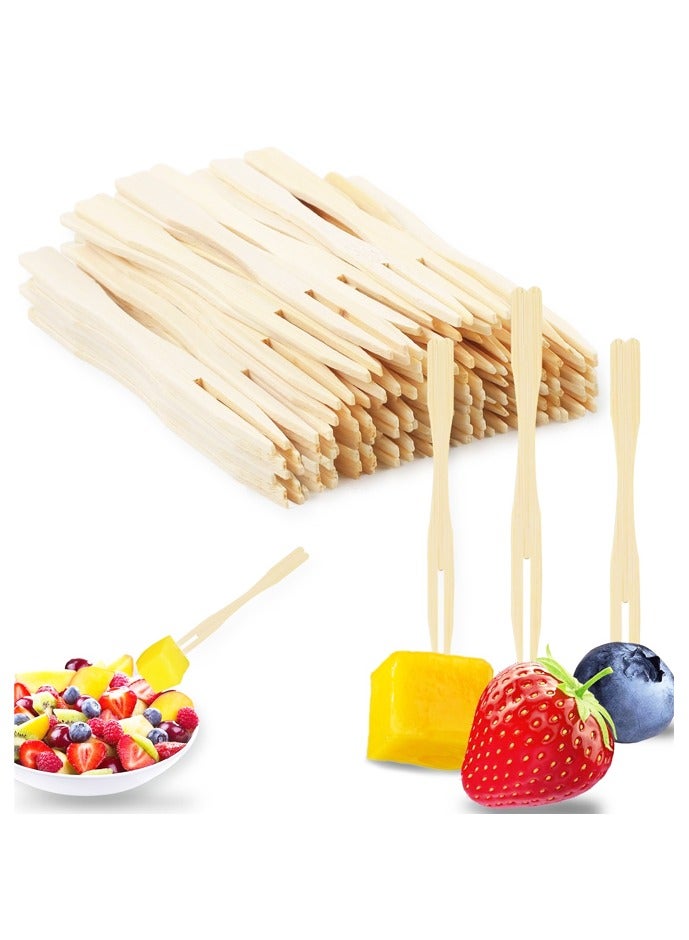 80PCS Disposable Bamboo Forks Can Be Used For Desserts, Sandwiches, Burgers, Salads, Buffets, Drinks, Vegetables And More - Image 1
