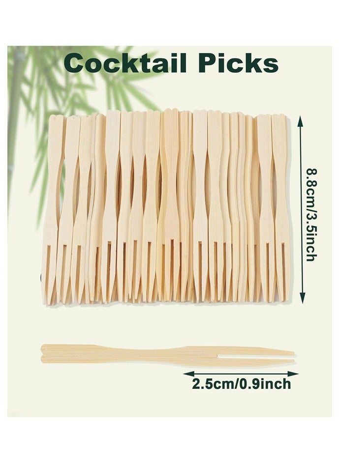 80PCS Disposable Bamboo Forks Can Be Used For Desserts, Sandwiches, Burgers, Salads, Buffets, Drinks, Vegetables And More - Image 2