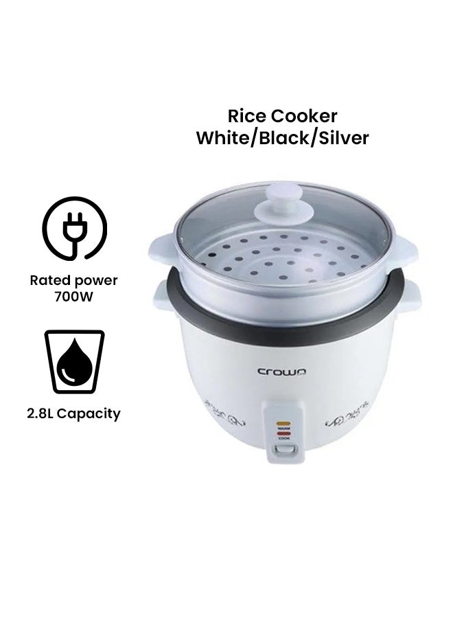 Crownline Steamer Rice Cooker 2.8 L 700 W RC-170 White/Black/Silver - Image 2