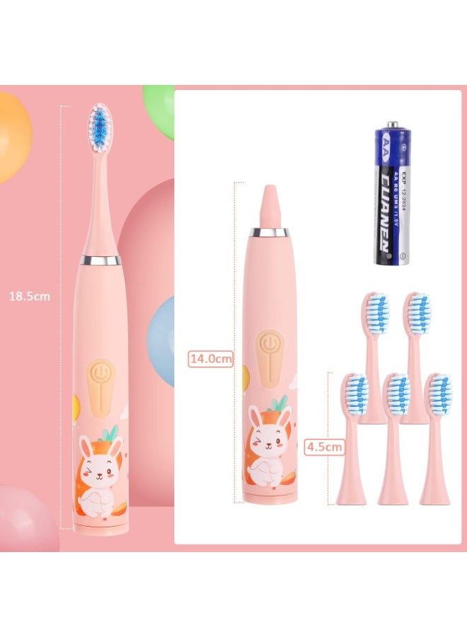 Bukela Electric Toothbrush Children 3-12 Years Old, Dental Care Toothbrush Oral Care Silent Waterproof Battery Children's Electric Toothbrush with 5 Brush Heads, Boys & Girls - Image 3