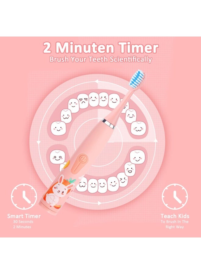 Bukela Electric Toothbrush Children 3-12 Years Old, Dental Care Toothbrush Oral Care Silent Waterproof Battery Children's Electric Toothbrush with 5 Brush Heads, Boys & Girls - Image 4