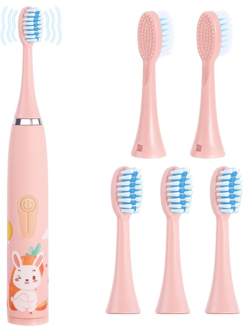 Bukela Electric Toothbrush Children 3-12 Years Old, Dental Care Toothbrush Oral Care Silent Waterproof Battery Children's Electric Toothbrush with 5 Brush Heads, Boys & Girls - Image 1