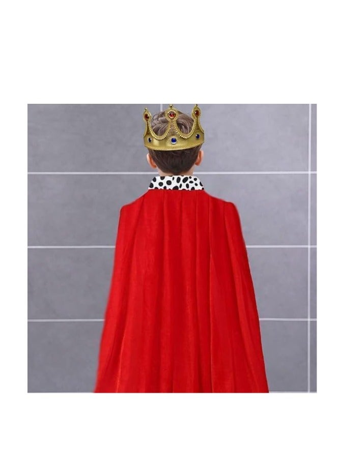 King Costume Set for Kids, Prince Cloak and Prince Crown 2 Pcs Set for Prince Role Play, Halloween Prince Costume, Nativity Costumes, Stage Performance, 80cm for Kids 90-135cm - Image 2