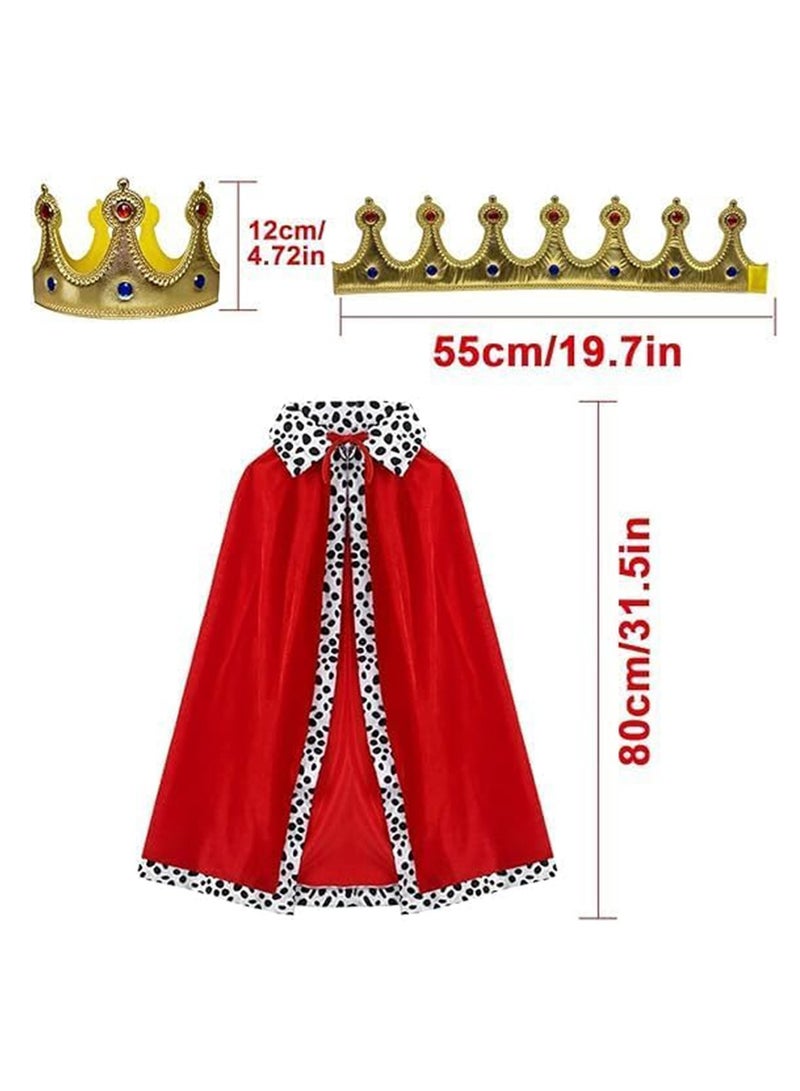 King Costume Set for Kids, Prince Cloak and Prince Crown 2 Pcs Set for Prince Role Play, Halloween Prince Costume, Nativity Costumes, Stage Performance, 80cm for Kids 90-135cm - Image 3