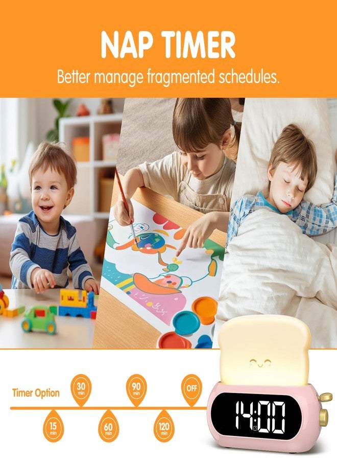 Netzu Cute Digital Clock for Bedroom, Kids Alarm Clocks with Night Lamp, 10 Tone Alarm, Adjustable Brightness, Snooze Timer, Snooze, Memory Shut Down, Headlights Clocks - Image 5