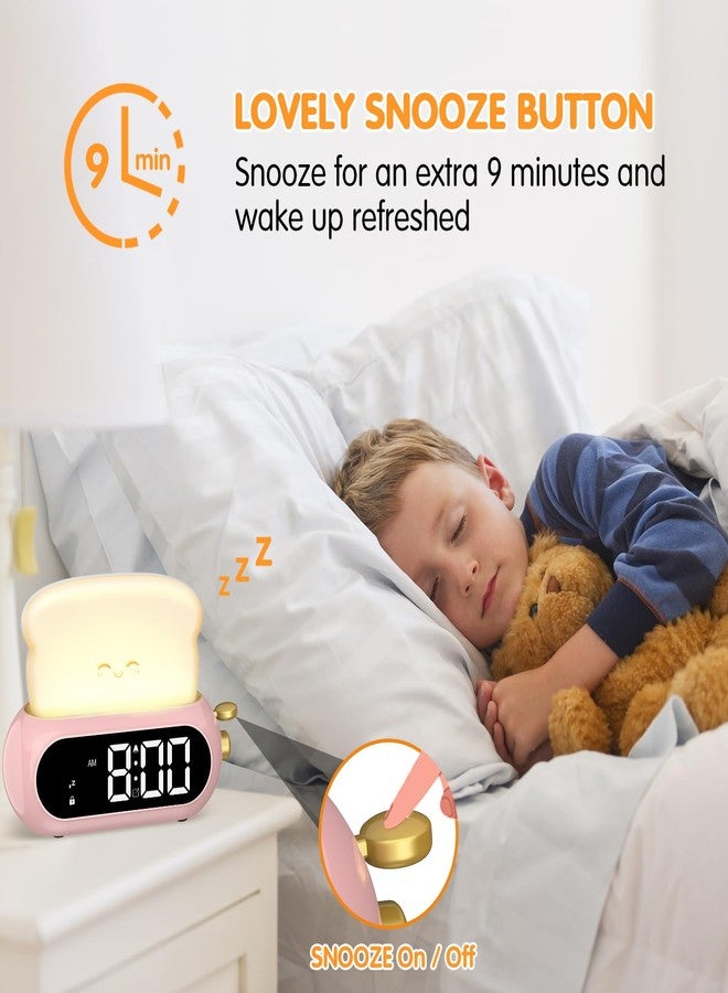 Netzu Cute Digital Clock for Bedroom, Kids Alarm Clocks with Night Lamp, 10 Tone Alarm, Adjustable Brightness, Snooze Timer, Snooze, Memory Shut Down, Headlights Clocks - Image 4