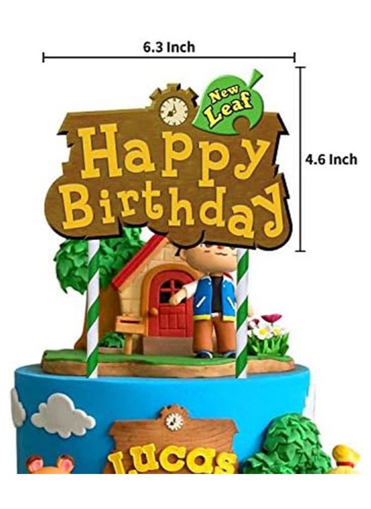 Perfii 46 Piece Animal Crossing Birthday Party Supplies Theme Party Decorations for Kids Includes 20 Balloons 1 Banner and 24 Muffin Cake Toppers with Forest Friends Club Birthday Party Decor  - Image 3