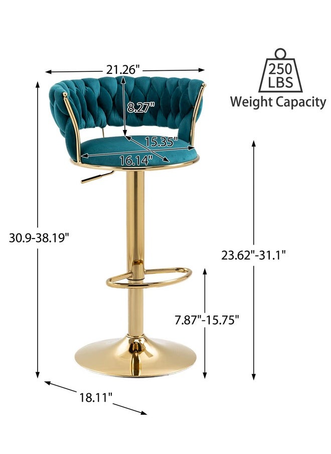 Generic - Bar Stools With Back 360° Woven Modern Adjustable Gold Bar Stools Swivel Counter Height Barstools With Footrest Gold Metal Tall Kitchen Chairs For Bar Pub Cafe - Image 1