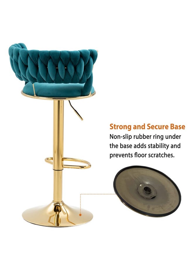 Generic - Bar Stools With Back 360° Woven Modern Adjustable Gold Bar Stools Swivel Counter Height Barstools With Footrest Gold Metal Tall Kitchen Chairs For Bar Pub Cafe - Image 1