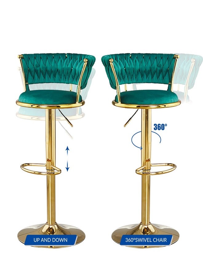 Generic - Bar Stools With Back 360° Woven Modern Adjustable Gold Bar Stools Swivel Counter Height Barstools With Footrest Gold Metal Tall Kitchen Chairs For Bar Pub Cafe - Image 1