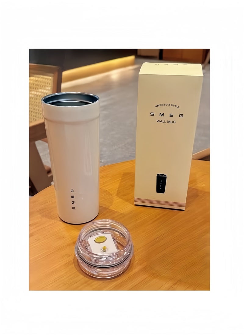 SMEG 550ML Coffee Mug,Insulated Beverage Cup With Leakproof Lid, Travel Portable Car Drinking Cupï¼316 Stainless Steel Vacuum Leak proof Thermos Cup, White - Image 3