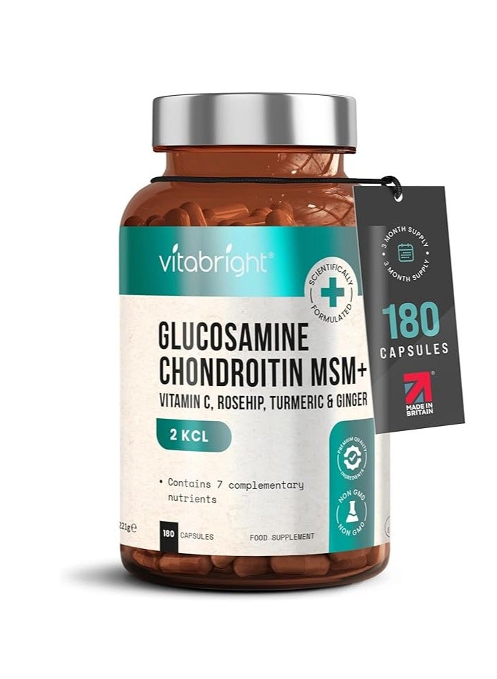 VitaBright Glucosamine and Chondroitin High Strength Joint Care Supplements for Women & Men, 180 Capsules