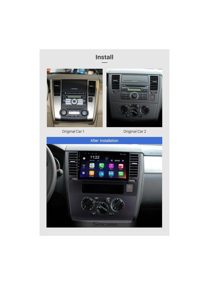 شيزا ستار ستيريو سيارة أندرويد لنيسان تيدا 2005 2006 2007 2008 2009 2010 2011 2012 2013 1 جيجابايت رام 32 جيجابايت روم 9 بوصة ميرورلينك واي فاي BT، شاشة لمس IPS دليل تكييف مع كاميرا احتياطية متضمنة - Image 4