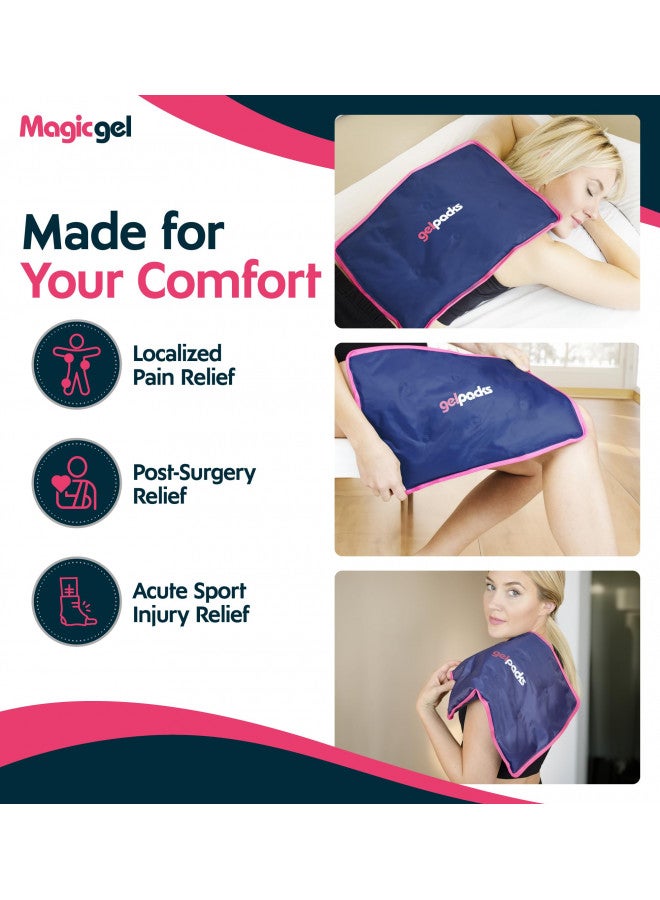 Extra Large & Reusable Ice Pack (15 x 23.5 inches, XL) for Maximum Back and Full Body Pain Relief from Injuries, Swelling, Bruises, Sprains | Ice Blanket for Sleeping & Physical Therapy | By Magic Gel