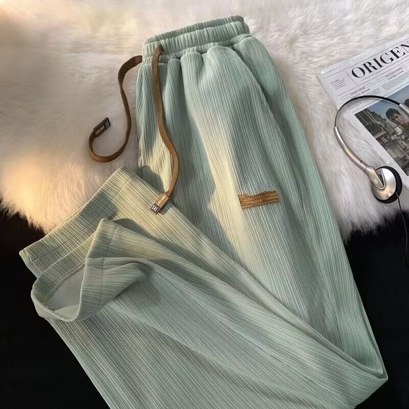 Ice Silk Pants For Men And Women Summer Thin Loose Plus Size Straight Leg Wide Leg Pants Quick-Drying Breathable Loose Casual Pants - Image 3