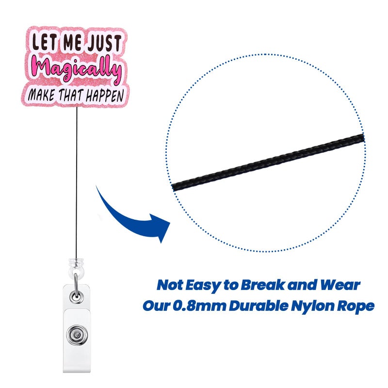 BEZTN Let Me Just Magically Make That Happen Funny Badge Reel, Pink Retractable ID Card Badge Holder, Name Tag Work Badge Clip for RN LPN CNA MA ER Night Shift Nurse Nursing Student Doctor, Nurse Gifts - Image 5