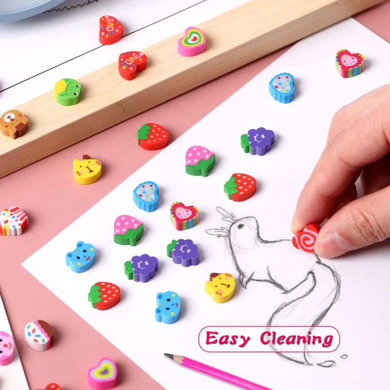 JUNEBRUSHS 150 Pieces Mini Erasers for Kids Bulk, Novelty Animal Erasers,Pencil Erasers Assortment,Cute Small Erasers for Students Homework School Classroom Rewards Prizes ,Party Favors Multicolor - Image 4