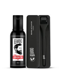 Beard Booster Combo - Beard And Hair Growth Oil - 50 Ml With Beard Activator Advance Derma Roller For Men | Supports Faster Beard Growth And Thicker Looking Beard