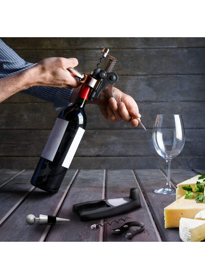 Wine Opener Set, Red Wine Corkscrew Bottle Opener Accessories Manual Wine Remover Tool Kit Stopper with Foil Cutter, Corkscrew Spiral and Gift Box - Image 5