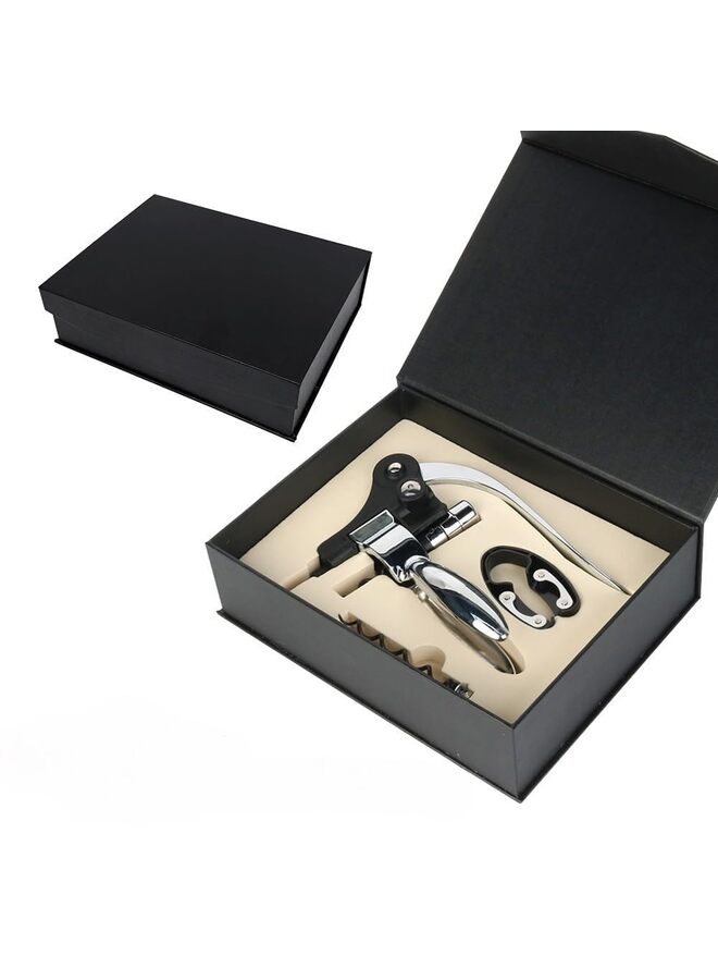Wine Opener Set, Red Wine Corkscrew Bottle Opener Accessories Manual Wine Remover Tool Kit Stopper with Foil Cutter, Corkscrew Spiral and Gift Box - Image 2