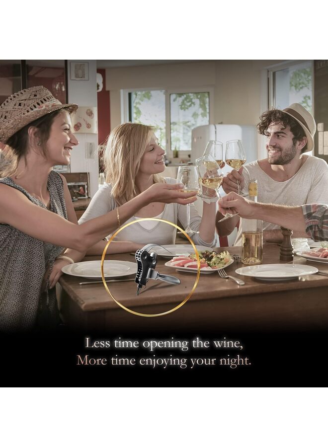 Wine Opener Set, Red Wine Corkscrew Bottle Opener Accessories Manual Wine Remover Tool Kit Stopper with Foil Cutter, Corkscrew Spiral and Gift Box - Image 4