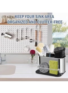 KITCHENOO 3-in-1 Kitchen Sink Organizer with Dish Soap Dispenser and Sponge Holder  - Image 5