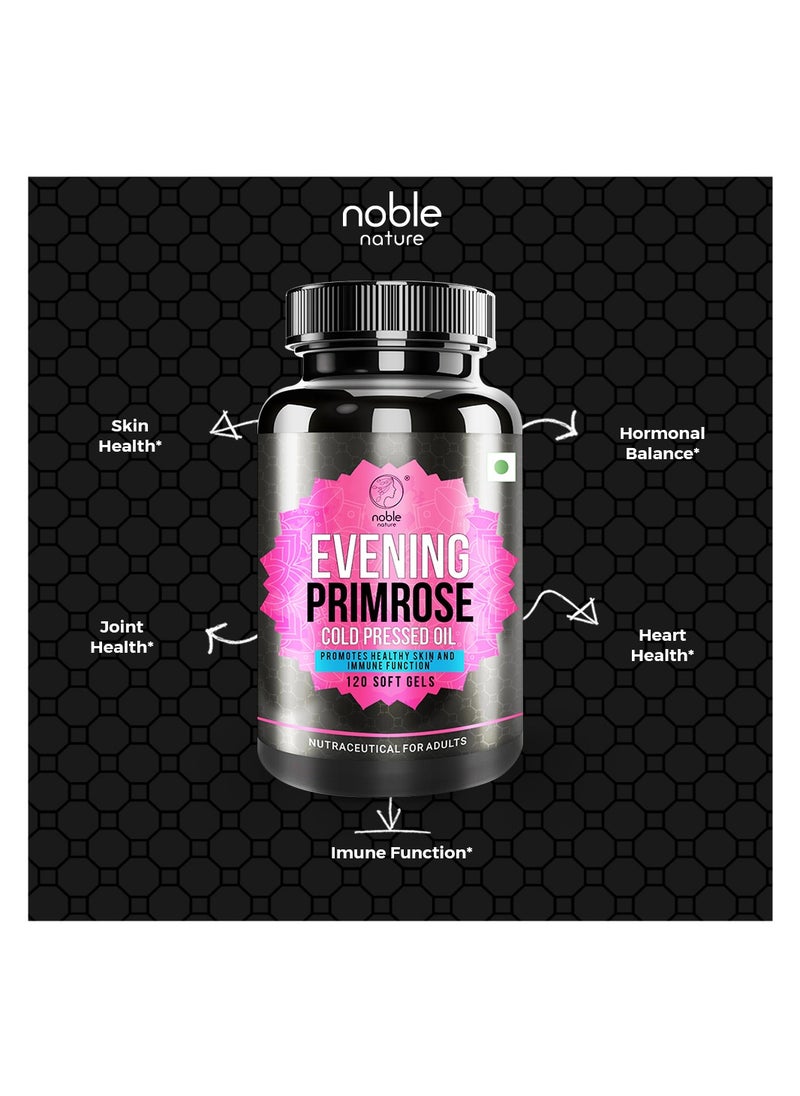 noble nature - Evening Primrose Cold Pressed Oil - 120 Soft Gels - Promotes Healthy Skin And Immune Function - Image 1