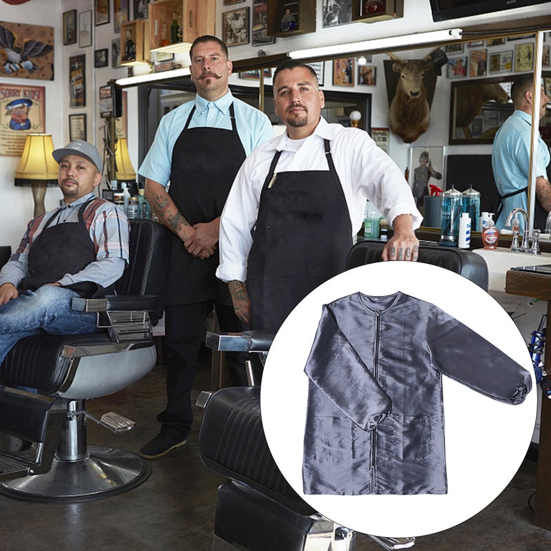 Sleeve Beauty Technician Overalls SPA Salon Suit Attractive Hair Dyeing Clothes (Grey, L) - Image 3