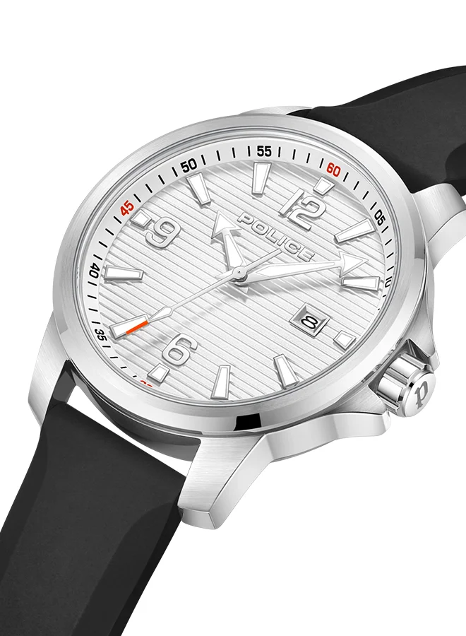 POLICE Mensor 44mm Men's Analog Watch with Black Silicone Strap