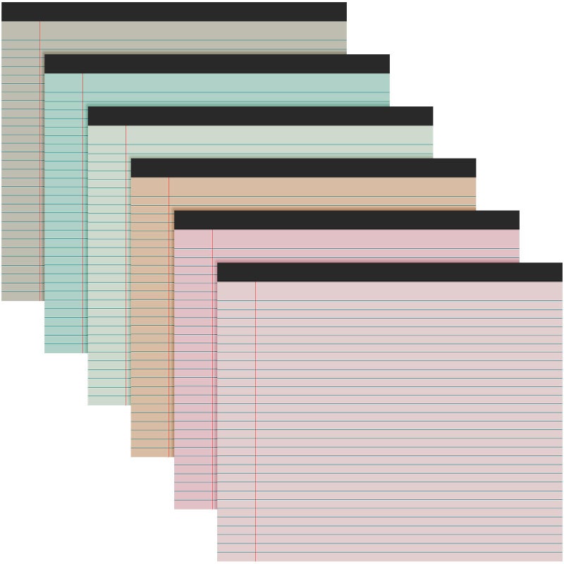 Lincia 6 Pcs 11" x 9.5" Legal Pads College Ruled Notepad Landscape Notebook Horizontal Lined Notebook 80 Gsm Assorted Colors Paper Pastel Writing Pads for School Office, 40 Sheet (Boho Color) - Image 1