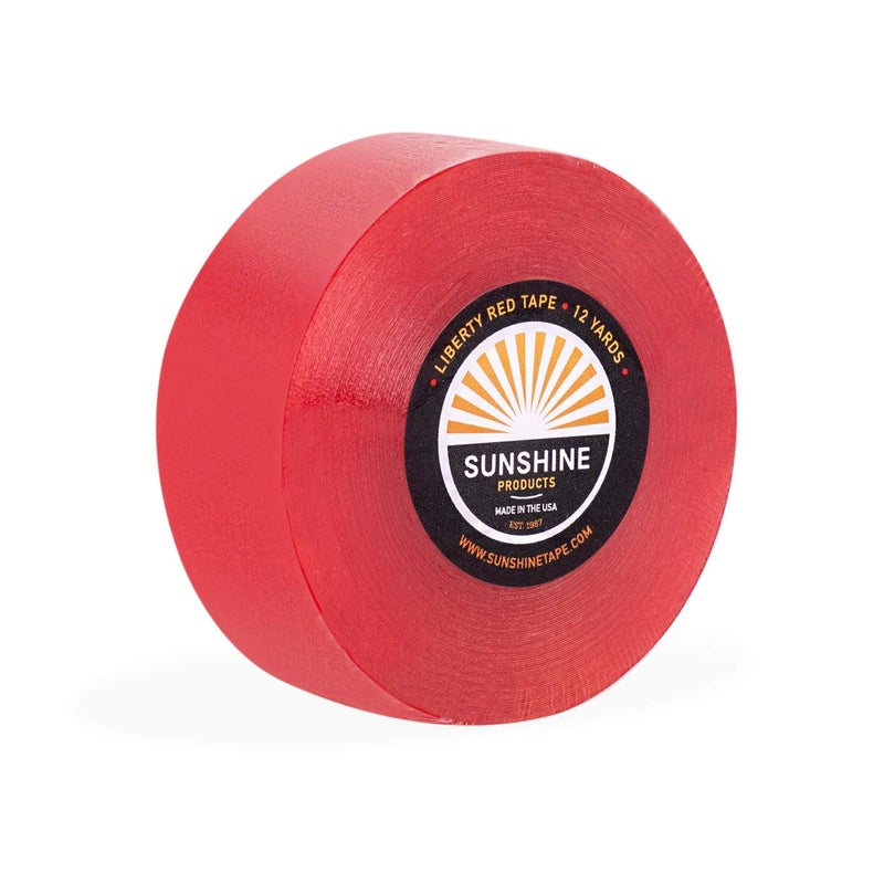 Sunshine Tape شريط لاصق مزدوج الجوانب لنظام الشعر للاستخدام اليومي - ثبات لمدة 1-14 يوم - 1" × 12 ياردة - شريط شعر ببطانة حمراء حرة - شريط شعر مزدوج الجوانب ثبات فائق للباروكات، التوبي، أنظمة الشعر - Image 1