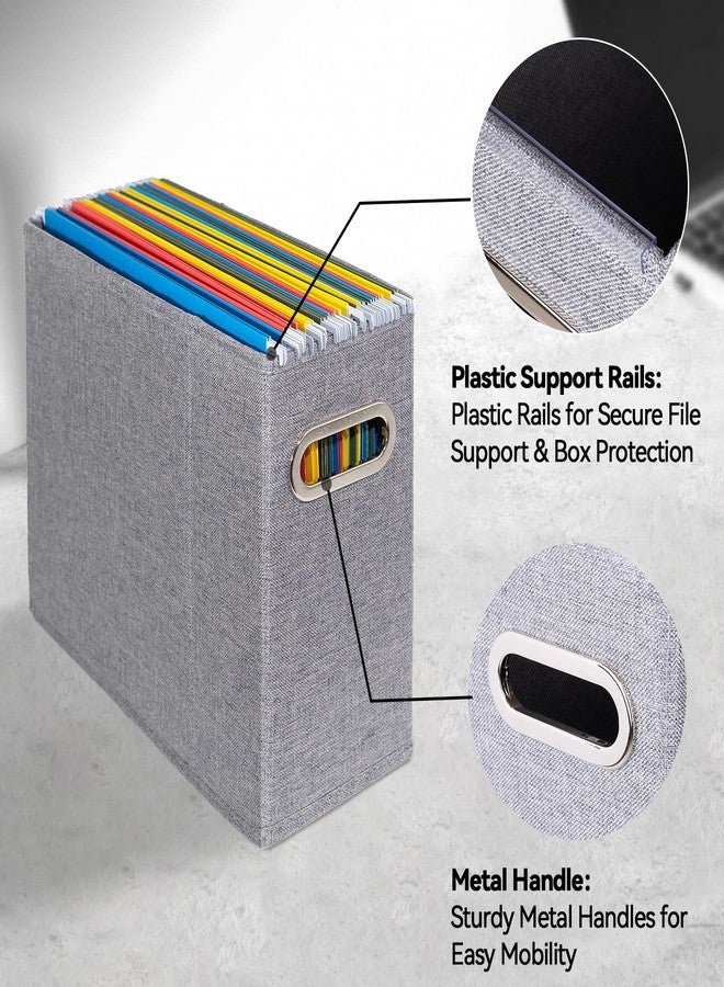 Comfortkeeper 4 Packs Letter Size File Organizer, File Folders Organizer, Fabric Storage Box, Collapsible Paper Organizer with Metal Handle, Smooth PVC Rails, Only Box (Gray) - Image 4