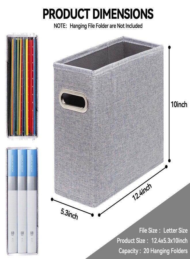Comfortkeeper 4 Packs Letter Size File Organizer, File Folders Organizer, Fabric Storage Box, Collapsible Paper Organizer with Metal Handle, Smooth PVC Rails, Only Box (Gray) - Image 2
