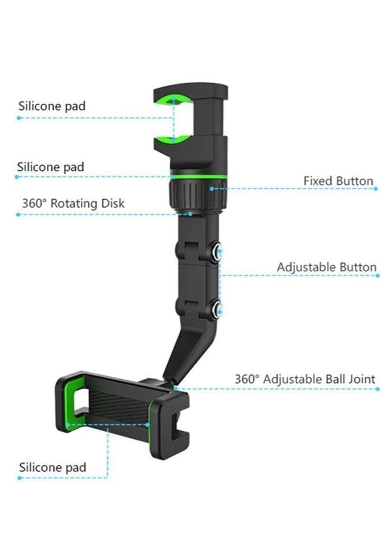 360 Degree Rotating Rearview Mirror Multifunctional Car Phone Holder Gps Navigation Adjustable Support Hanging Clip Bracket Cell for 4.0-6.1 Inch Mobile - Image 2